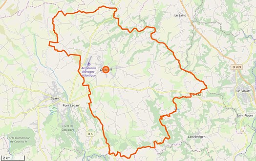 Fargekart som representerer grensene til en kommune.