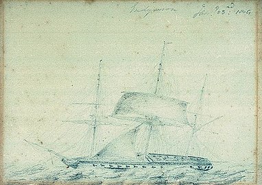 Dibuix de la fragata HMS Endymion de l'almirall Sir Charles Paget.[17]