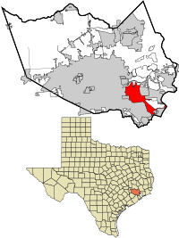 Harris County Texas incorporated and unincorporated areas Pasadena highlighted.svg