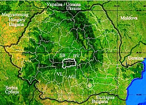 Munţii Făgăraşului pe harta României