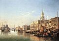 English: Venice: The Riva degli Schiavoni, looking west with the Punta della Dogana and Santa Maria della Salute beyond Deutsch: Das Riva degli Schiavoni, außerhalt im Westen die Punta della Dogana und Santa Maria della Salute, 1844