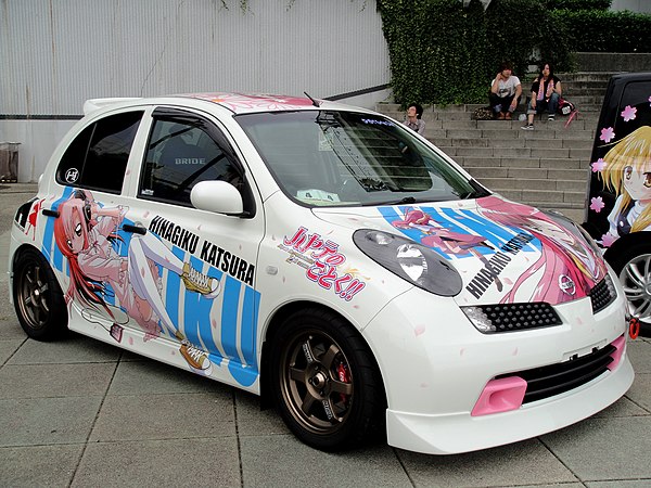 A Nissan March featuring Hinagiku Katsura from the manga series Hayate the Combat Butler