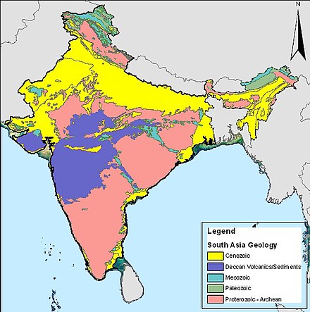 Map of chronostratigraphic divisions of India