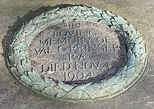 Inscription on the grave of Valentine Cameron Princep