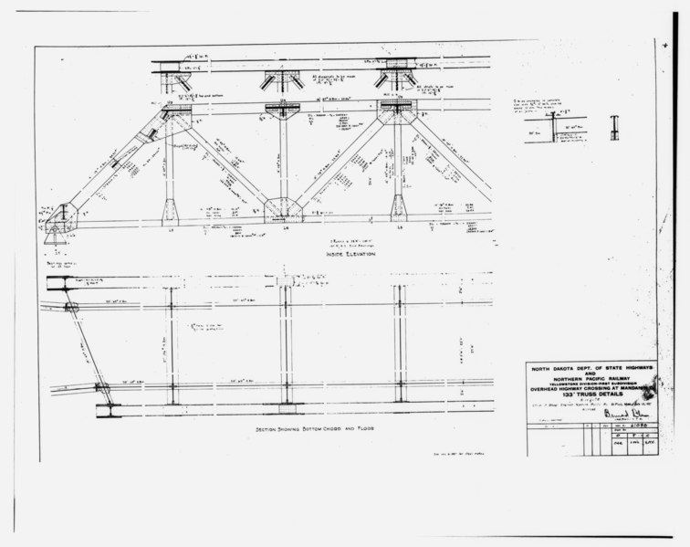 File:Inside plan, 133 feet span - Northern Pacific Railroad Overhead Bridge, Spanning Burlington Northern Railroad, Mandan, Morton County, ND HAER ND,30-MAN,1-19.tif