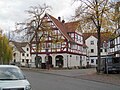 two-storey half-timbered building