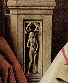 Representation of Eve shown on the arm of the throne