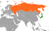 Location map for Japan and Russia.