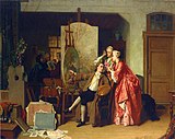 Jean Carolus, 1866, A Visit to Watteau's Studio, oil on canvas, 82.8 x 106 cm, private collection