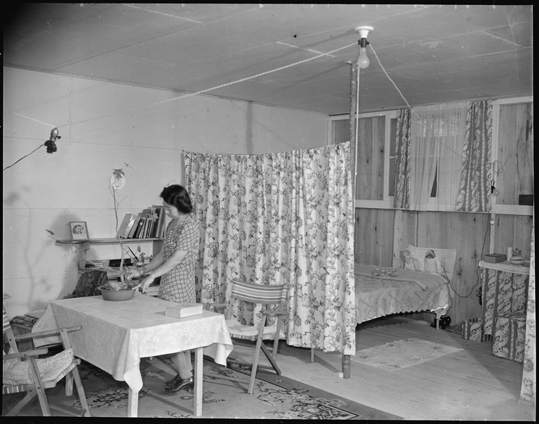 File:Jerome Relocation Center, Denson, Arkansas. A typical interior of a barracks home. - NARA - 538882.tif