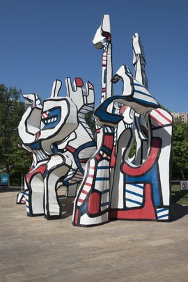 John Dubuffet's "Monument Au Fantome" sculpture in Houston, Texas's Discovery Green Park. Its title means "Monument to the Phantom" or imaginary city, in French LCCN2015630415.tif