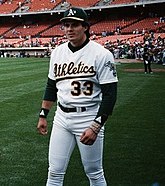 BILLY BEANE  Oakland Athletics 1989 Home Majestic Throwback