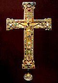 The Cross of Mathilde; 11th century; oak, gold sheets, glass, bronze, enamel and other materials; height: 45 cm, width: 30.5 cm; Essen Cathedral Treasury (Germany)