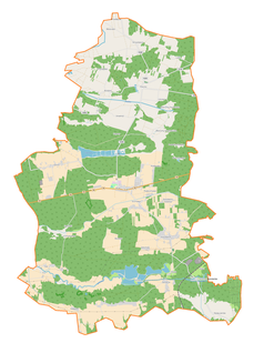 Mapa konturowa gminy Kluki, w centrum znajduje się punkt z opisem „Kluki”