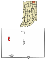 Location of Shipshewana in LaGrange County, Indiana.