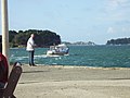 Le quai du port de Larmor-Baden et l'île de Berder.