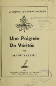 Albert Larrieu, Une poignée de vérités,(1920)     (Défi 100 wikijours)