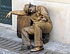 Living statue in Rome, Italy. The performer is presumably recreating the look of bronze. What you cannot see is his perfect stillness. He stirs a little, and yawns, only when a coin is dropped into the collecting bowl