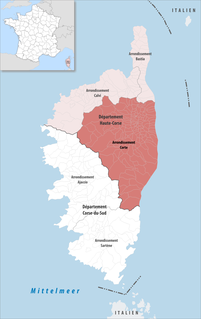 Korsika bölgesi içindeki konumu