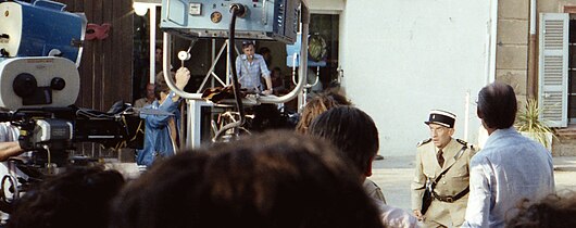 Tournage du film Le Gendarme et les Extra-terrestres, en 1978, à Saint-Tropez.