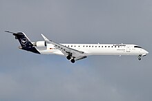 A Lufthansa CityLine Bombardier CRJ900 operated as part of Lufthansa Regional in its current livery without Regional titles.