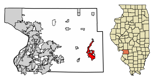 Location of Highland in Madison County, Illinois.