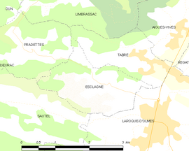 Mapa obce Esclagne