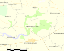 Mapa da cidade de Fontenay-sur-Conie.