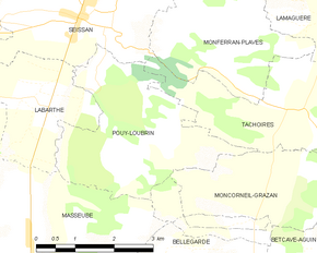 Poziția localității Pouy-Loubrin