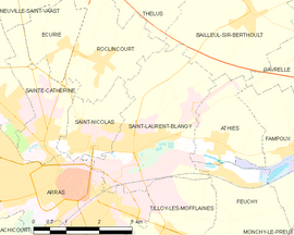 Mapa obce Saint-Laurent-Blangy