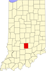 Kaart van Indiana met vermelding van Brown County