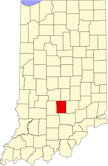 Location of Brown County in Indiana Map of Indiana highlighting Brown County.svg