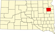 Location of Codington County in South Dakota Map of South Dakota highlighting Codington County.svg