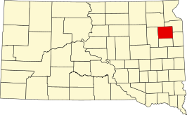 Locatie van Codington County in South Dakota