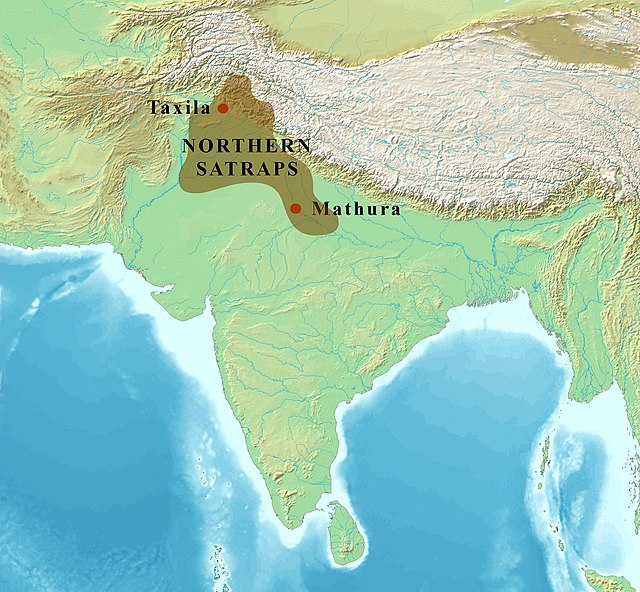 서기 1세기 초 북사트라프의 강역.Schwartzberg, Joseph E. (1978). 《A Historical atlas of South Asia》. Chicago: University of Chicago Press. 145, map XIV.1 (e)쪽. ISBN 0226742210. 