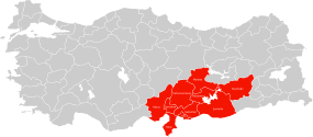 Map of the proviences that experienced damage after the 2023 Gaziantep-Kahramanmaraş earthquakes.svg