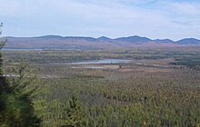 Seen from the Mont Scotch Cap, the marsh, the Joncs lake (Mégantic) in the center; Spider Lake is in the back left.