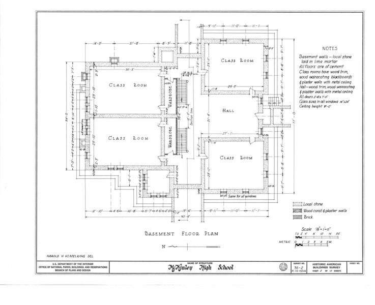 File:McKinley High School, 1500 M Street, Lincoln, Lancaster County, NE HABS NEB,55-LINC,1- (sheet 2 of 12).tif