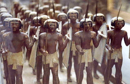 Wooden figures found in the tomb of Mesehti: Egyptian army of the 11th Dynasty