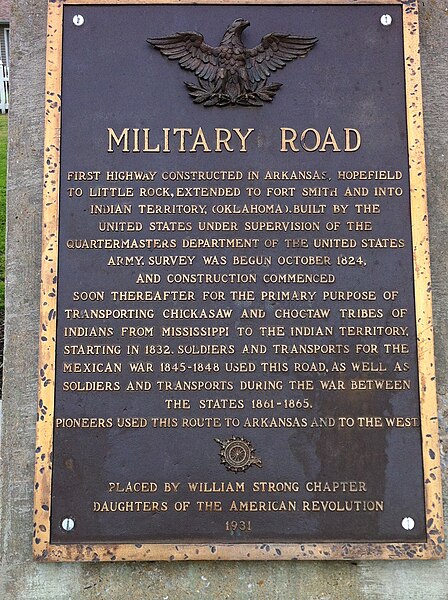 Historic Marker in Marion for the Trail of Tears at intersection of US 64 and AR 77