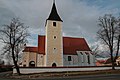 Čeština: Obec Mladošovice v okrese České Budějovice. Kostel svatého Bartoloměje. Celkový pohled od jihu.