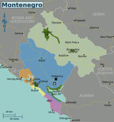 モンテネグロの地図