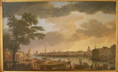 D'après Joseph Vernet, Vue du port de La Rochelle en 1762, 165 × 263 cm.