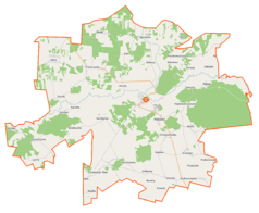 Mapa konturowa gminy Narew, w centrum znajduje się punkt z opisem „Narew”