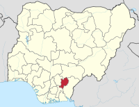 मानचित्र जिसमें एबोन्यी राज्य Ebonyi State हाइलाइटेड है