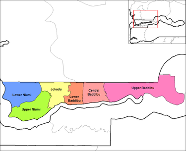 Districts of North Bank Division North Bank districts.png