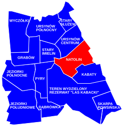 The location of the City Information System area of Natolin within the city district of Ursynów