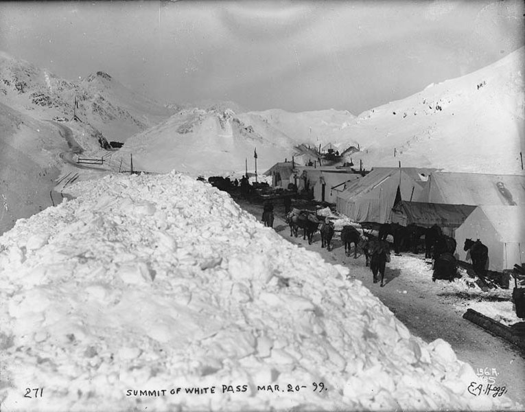 File:Packtrains and tents at the summit of White Pass, Alaska, March 20, 1899 (HEGG 74).jpeg