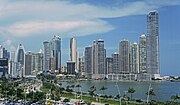 Skyline view of Panama City, JW Marriott at left