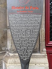 Panneau Histoire de Paris de la fontaine Cuvier.